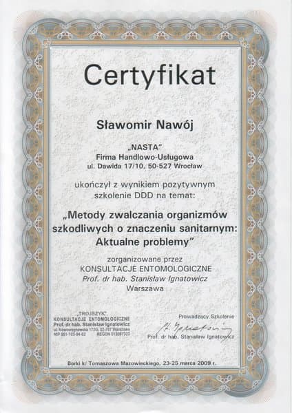 Certyfikat dla właściciela firmy